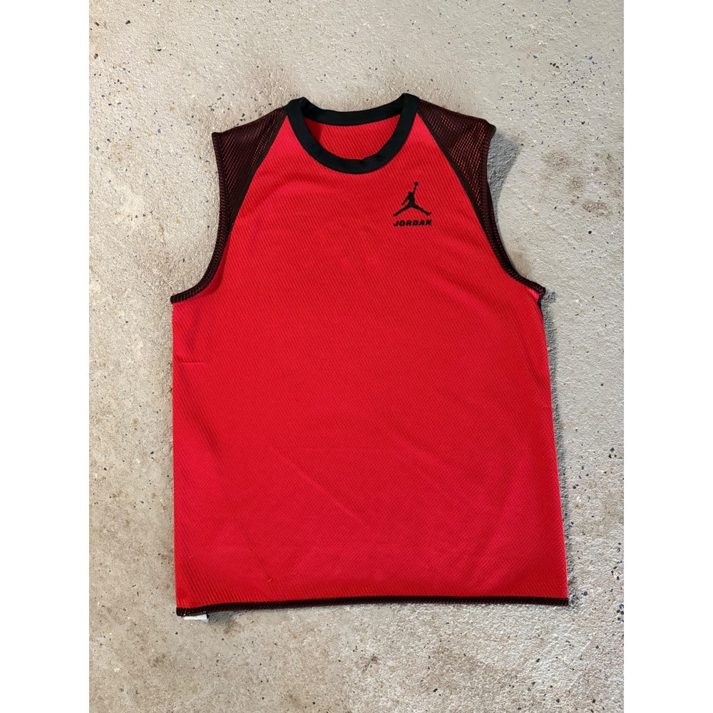Jordan Mens Reversible Mesh Tank Top Red Black Jumpman Jersey Size Large